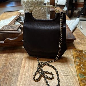 Ashriel designer handbag crossbody black leather gold handle braided strap $198